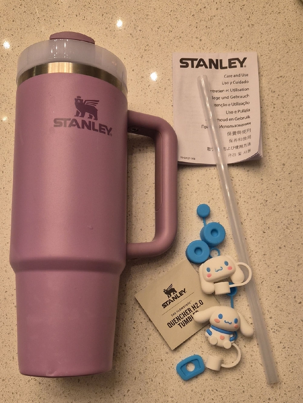 💯 Auth Stanley Lilac Quencher h2.0 Tumbler 30oz W/Sanrio Cinnamonroll Straw Acc